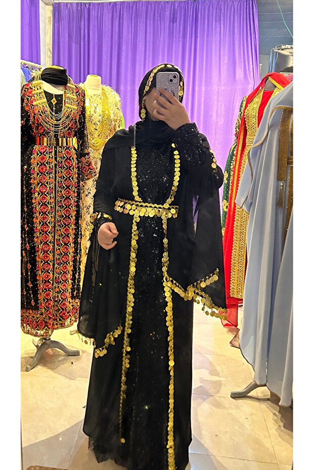 Siyah boncuklu kaftan - 4