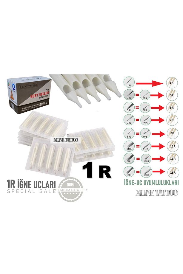 50 ADET 1R DÖVME MAKİNASI UCU - DÖVME MAKİNASI UCU- 1R - 1