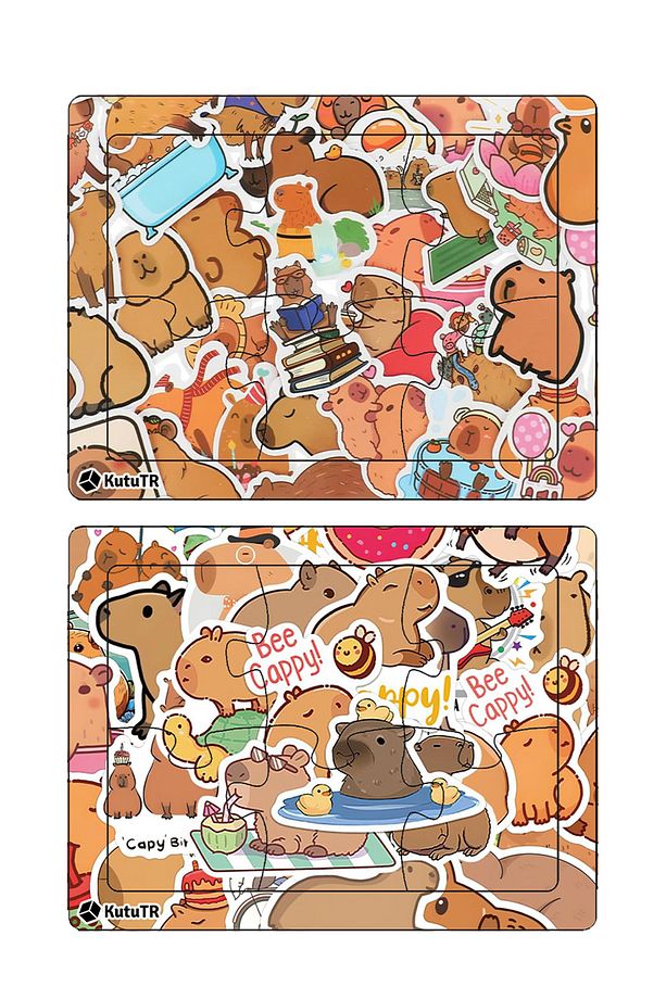 Çocuklar Için Eğitici Ve Öğretici Ahşap 6 Parça 13x17 Capybara Renkli Puzzle 6'lı Set-607 - 2