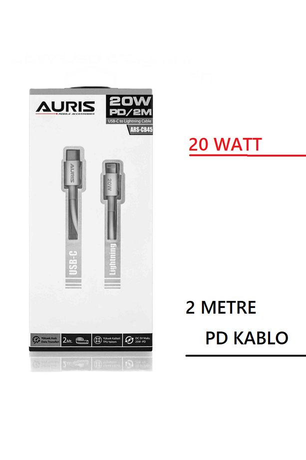 Auris 20 Watt PD Iphone Şarj Kablosu 2 Metre Usb C to Lightning Yüksek Hızlı Şarj Ve Data Kablosu - 3