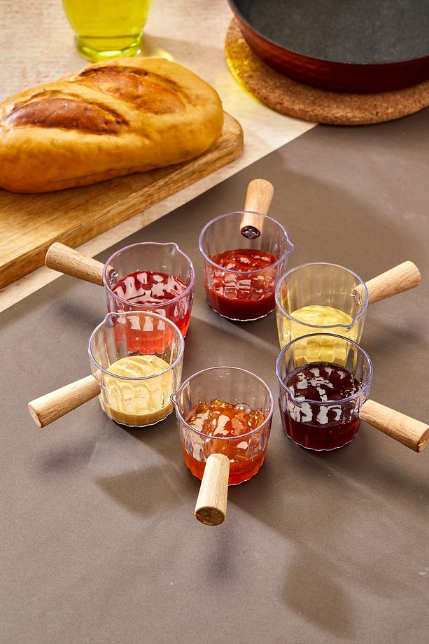 6'lı Ahşap Saplı Mıka Reçellik Sosluk Sofra Sunum Kahvaltı Seti - Ahşap Saplı Sunumluk 80 ml - 3