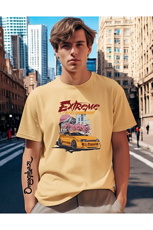 تي شيرت رجالي كبير الحجم مطبوع عليه Extreme