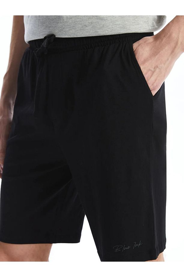 Siyah Slim Fit Erkek Pijama Alt Şort - 3
