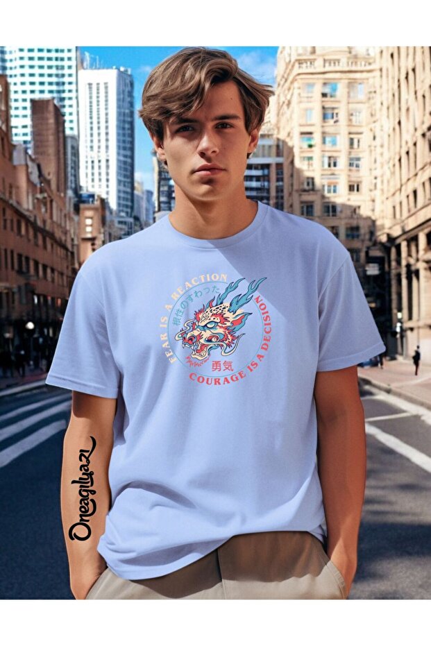 Fear Reaction Printed Men's Oversize T-Shirt