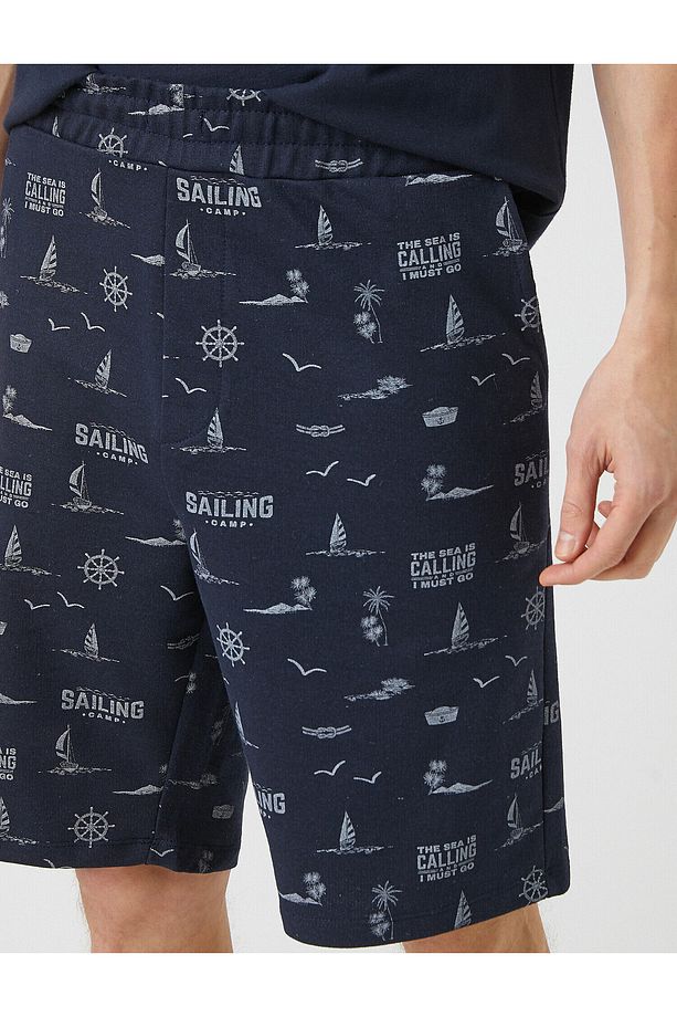 Slim Fit Baskılı Şort - 5