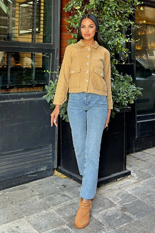 سترة جملي بجيب مزدوج وأزرار - 5