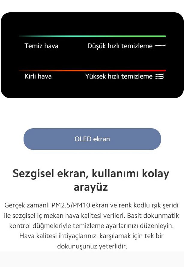 Pro Akıllı Bağlantı 3 Katmanlı HEPA Filtre, OLED Ekran ve Akıllı Kontrol ile Üstün Hava Temizleme - 9