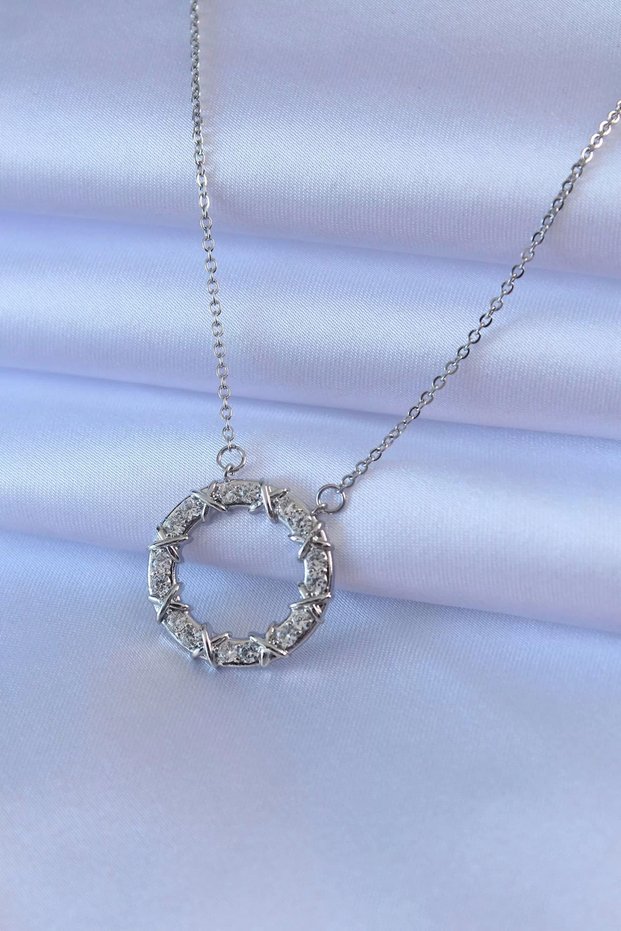 316L Steel Gold Color Zircon Stone Xoxo Women's Necklace