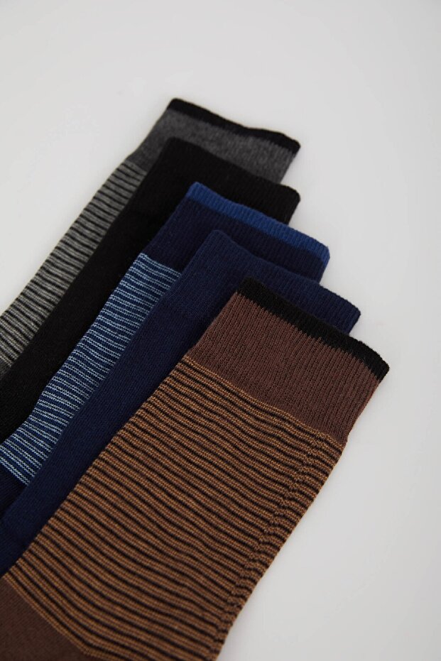 Erkek 5'li Pamuklu Uzun Çorap F0934axns - 7