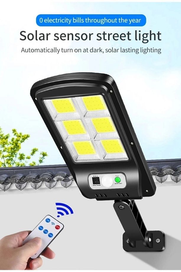 Güneş Enerjili Sokak Lambası Solar Duvar Lambası Hareket Sensörlü 3 Mod Uzaktan Kumandalı 120 Ledli - 5