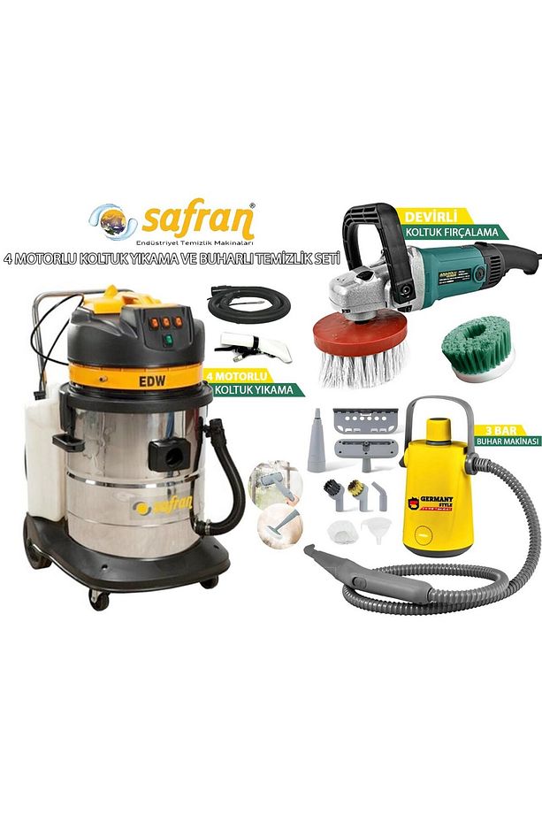 EDW723C 4 Motorlu Koltuk Yıkama Makinesi Buhar Makinesi Fırçalama 3 lü Set - 1
