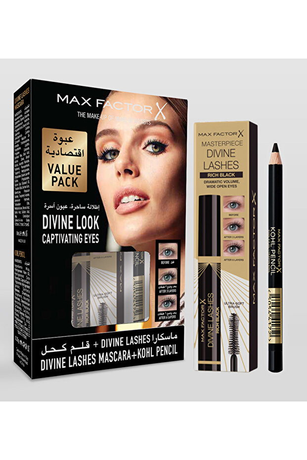 مجموعة ماسكارا Divine Lashes وقلم كحل من Factor X
