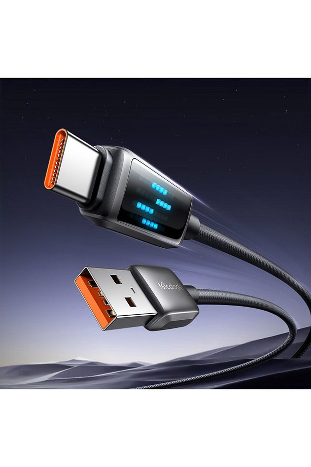 Ca-2350 60w Usb To Type-c Şarj Hız Göstergeli Şarj Ve Data Kablosu 1.2m Siyah - 1