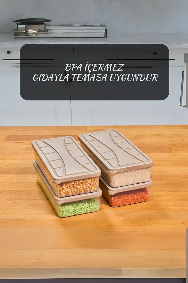 Saklama Kabı Soft Kapak 4 Adet 1.1 Lt Kum Beji Dondurucu,erzak Kabı - 3