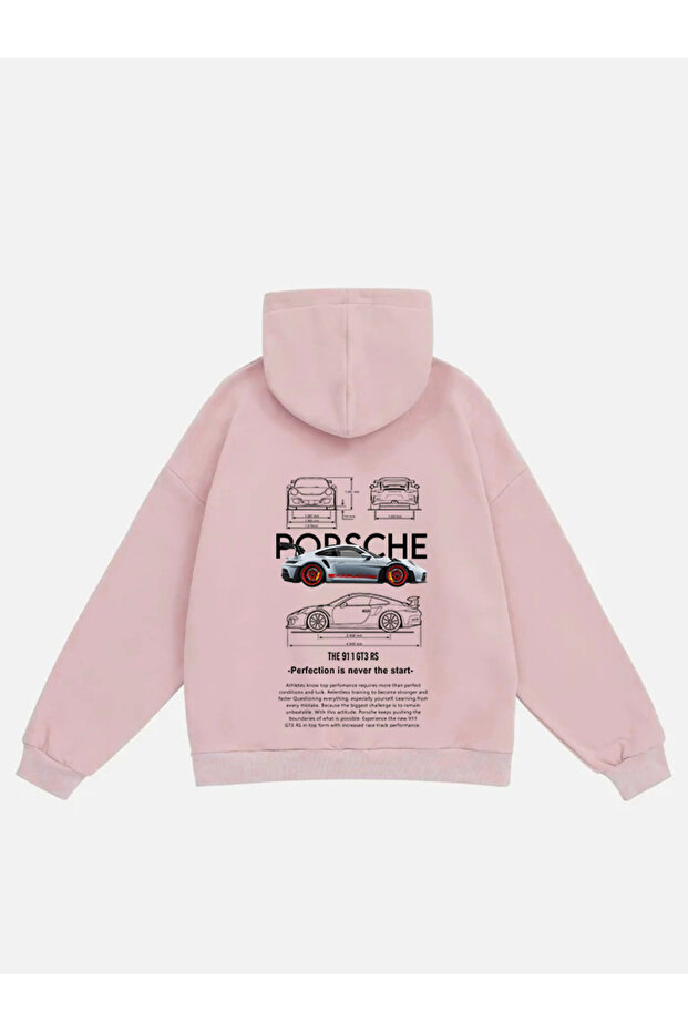 Unisex Porsche Gt3 Printed Hooded Fleece Oversize Sweatshirt