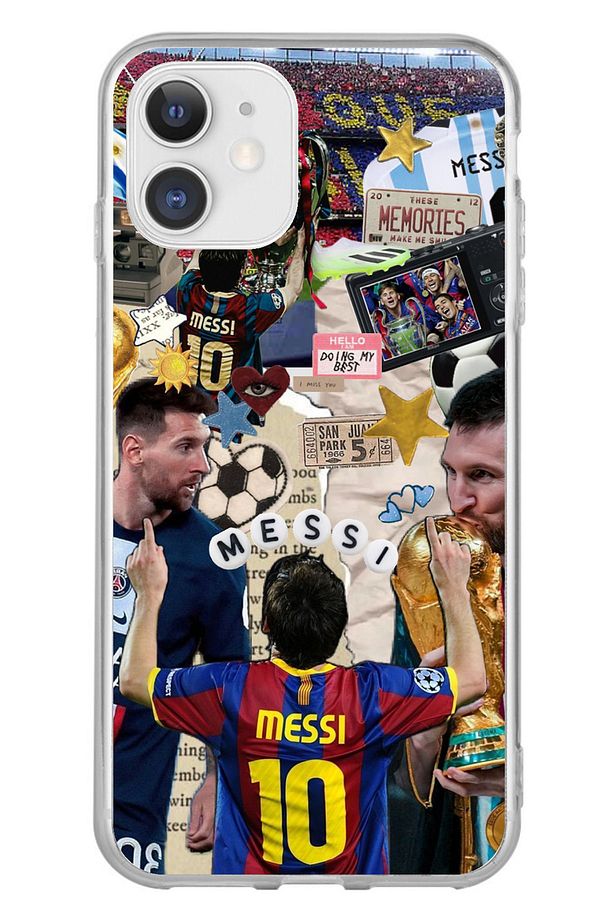 iPhone 11 Uyumlu Messi Çıkartmalar Şeffaf Silikon Kılıf - 1