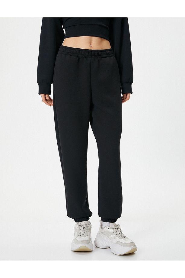Spor Basic Jogger Eşofman Altı Yüksek Bel Rahat Kalıp Cepli - 3