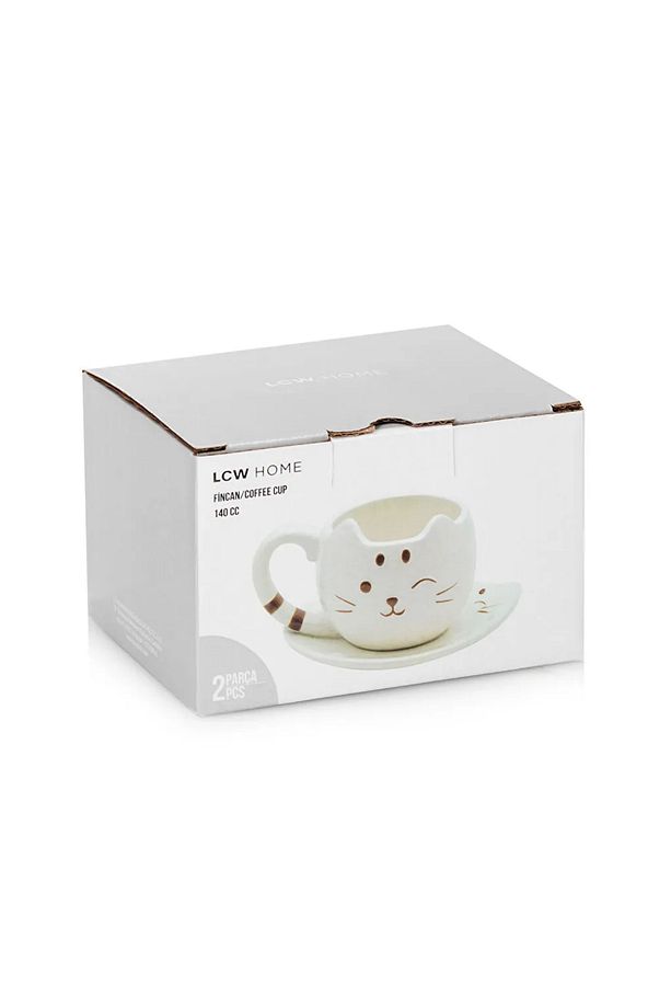 LCW HOME Ekru Kedi Figürlü Porselen Fincan 140 Ml T T - 5