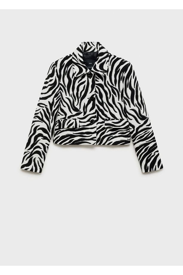 Zebra desenli düğmeli ceket - 3