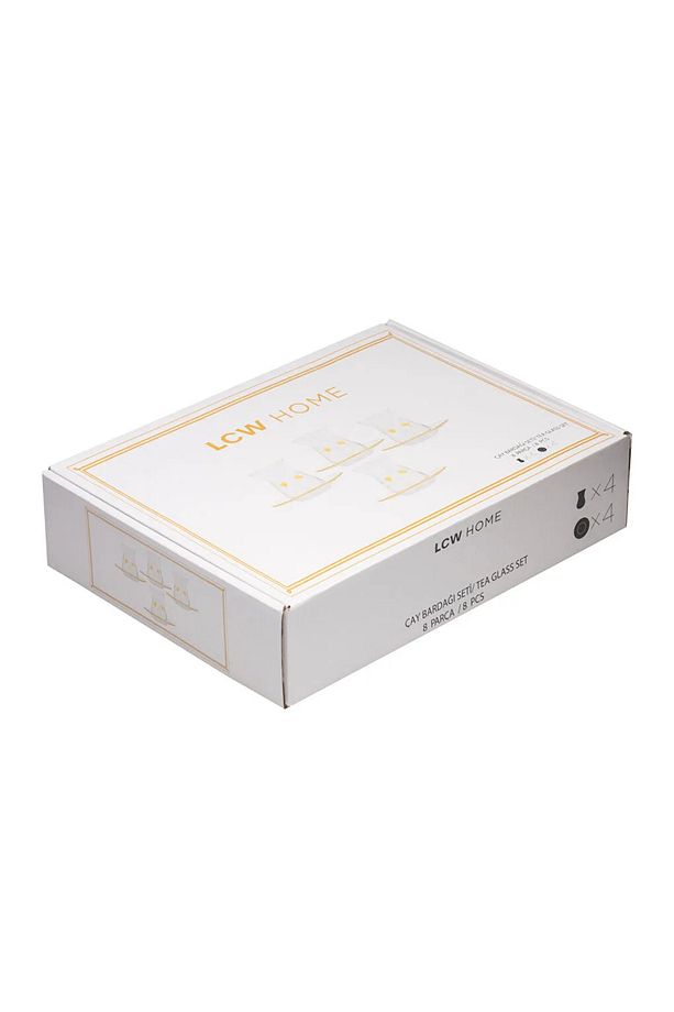LCW HOME Sarı Baskılı 4 Kişilik Cam Çay Bardağı Seti T T - 4