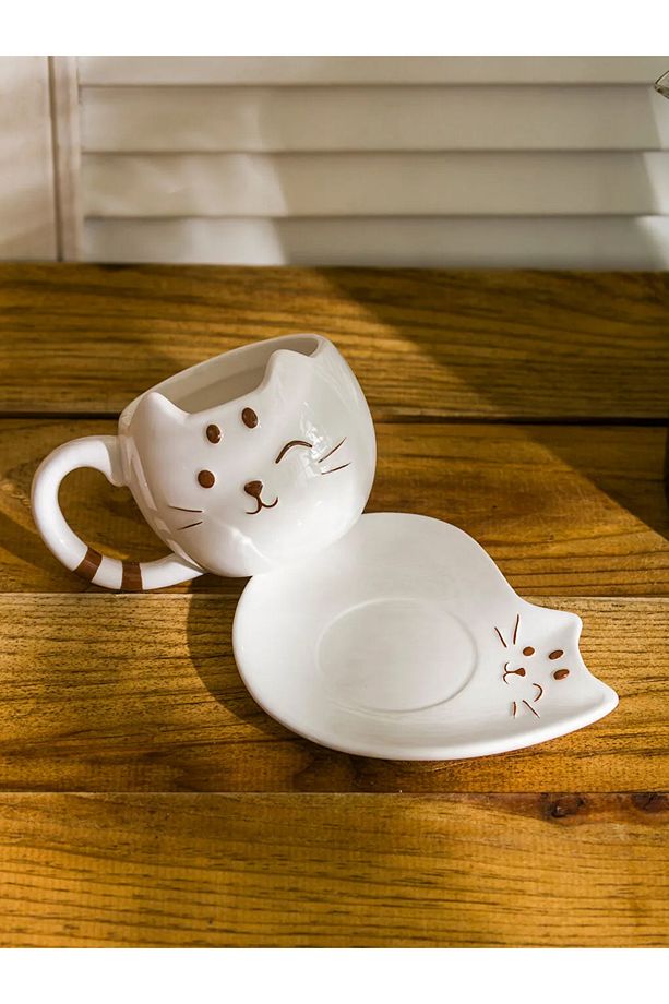LCW HOME Ekru Kedi Figürlü Porselen Fincan 140 Ml T T - 2