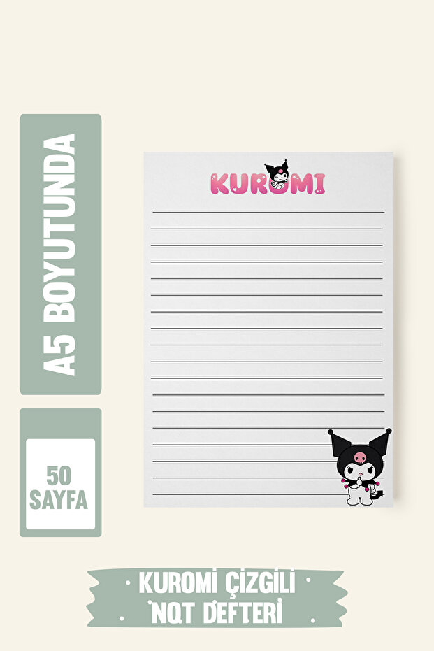 Kuromi Lined Notepad Memo Pad Notepad 50 Sheets A5 Size - 1