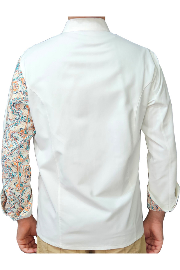 Aşçı Ceketi Desenli Unisex Çıtçıtlı Uzun Kollu Chef Aşçı Mutfak Ceket Otantik Desenli - 4