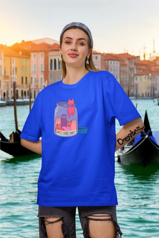 Anti Deprasan Printed Women's Oversize T-Shirt