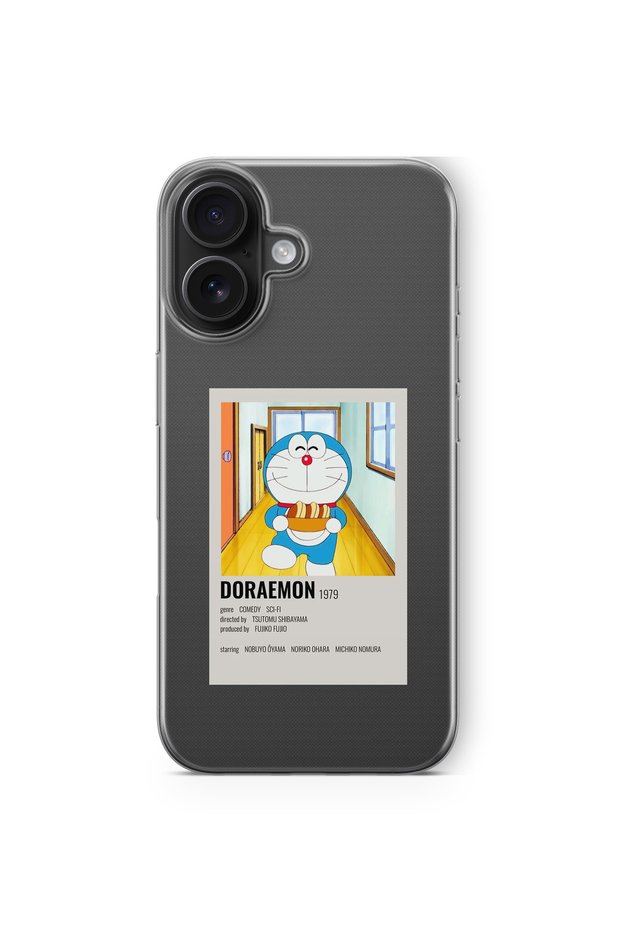 iPhone 16 Compatible Doraemon Minimalist Poster Design Printed Transparent Case