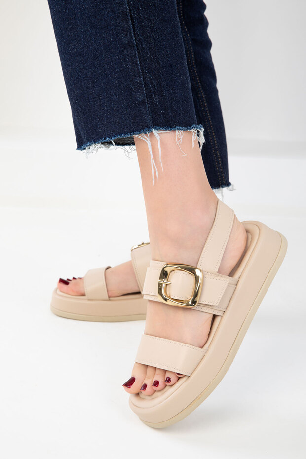 Bej Kadın Sandalet 20249 - 5