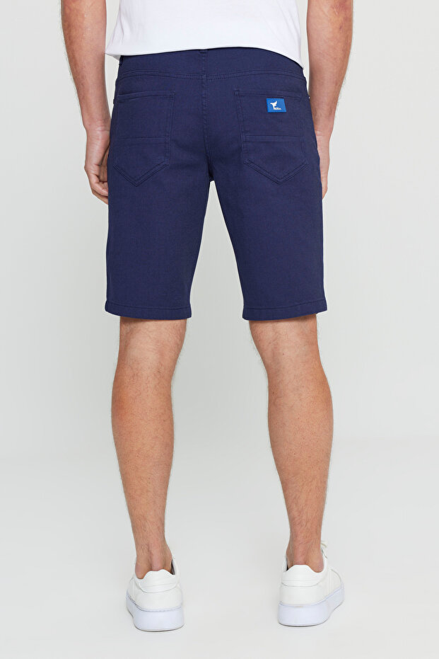 Slim Fit Dar Kesim 5 Cep Armürlü Şort - 6