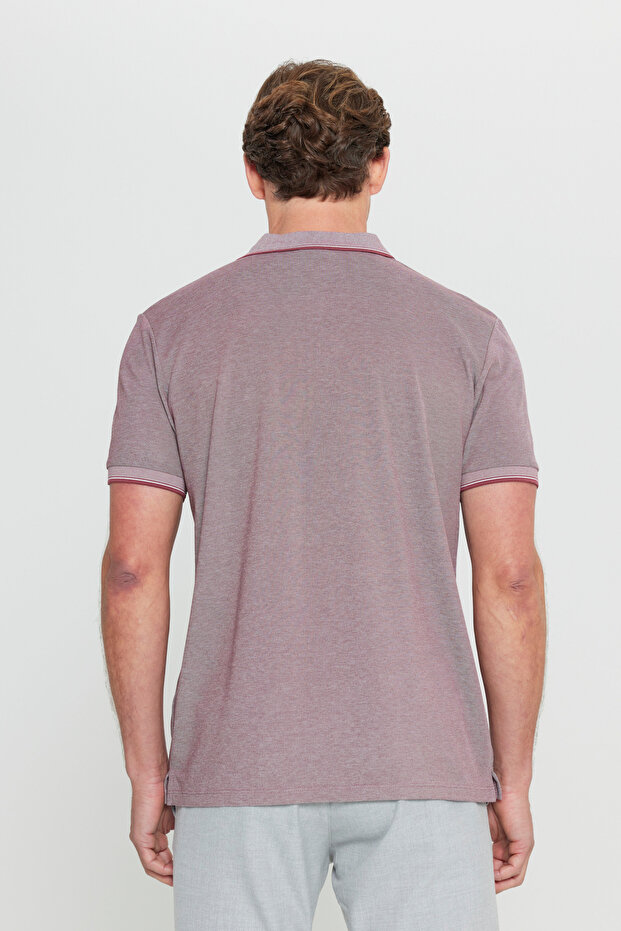Erkek Çekmeyen Pamuklu Kumaş Regular Fit Rahat Kesim Bordo Kıvrılmaz Polo Yaka Cepli Tişört - 7