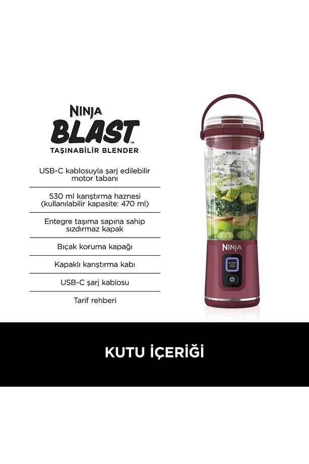 Blast™ Taşınabilir Blender – Kırmızı - Shark Ninja - 13