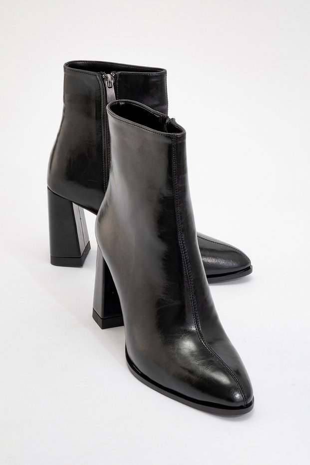 Jewel Black Skin Women's Heeled Boots