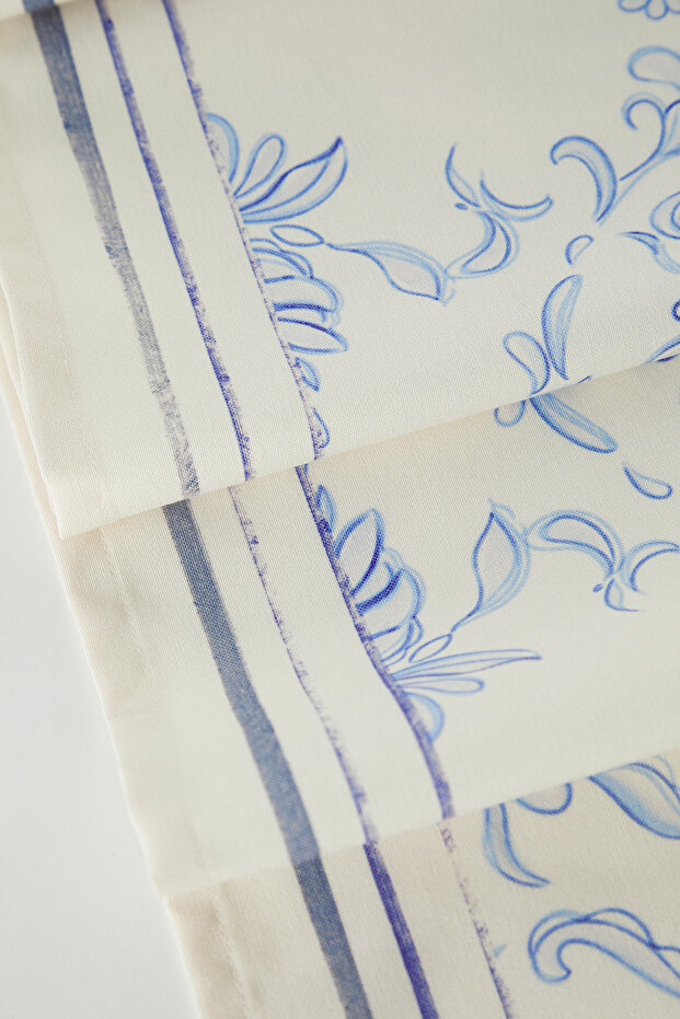 Beyaz-Mavi Desenli Runner 40x140cm TPHSS25RUN00007 - 3
