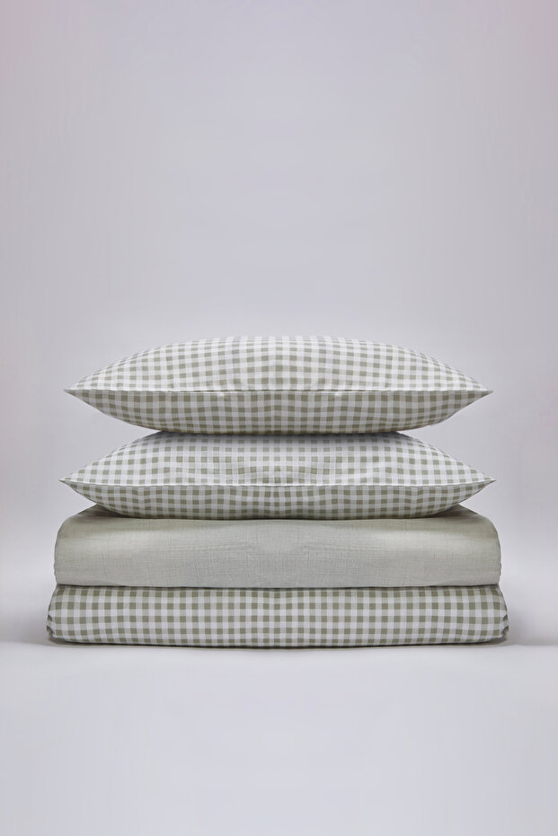 Çift Kişilik Pötikare Desenli Lastikli Çarşaflı Nevresim Takımı 200x220cm TPHSS25CKN00003 - 3