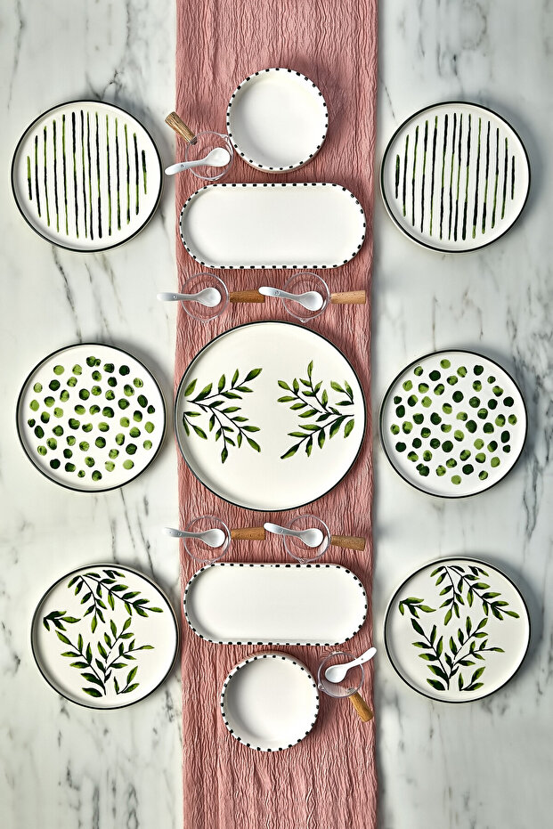 23-Piece Greentree Stackable Breakfast Set for 6 People - Breakfast Presentation Set with Sauce Bowl and Spoon