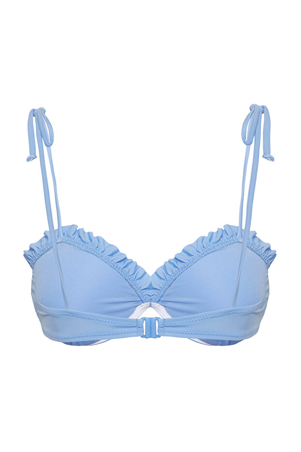 Mavi Fırfırlı Balconette Kaplı Bikini Üstü TBESS25BU00018 - 8