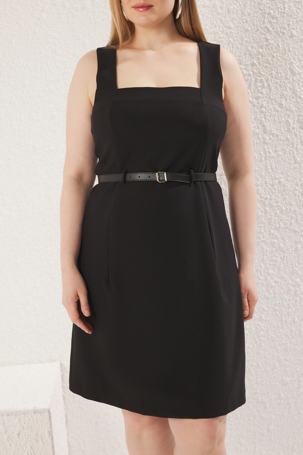 Schwarzes, gewebtes Finike-Kleid in Übergröße - 3