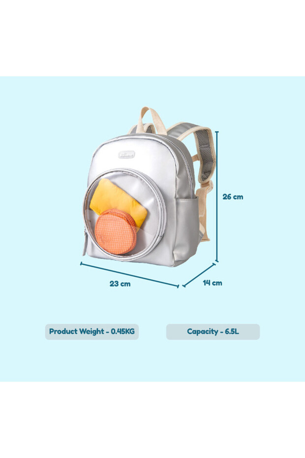 حقيبة ظهر للأطفال مقاس 11 بوصة - فضي - 8