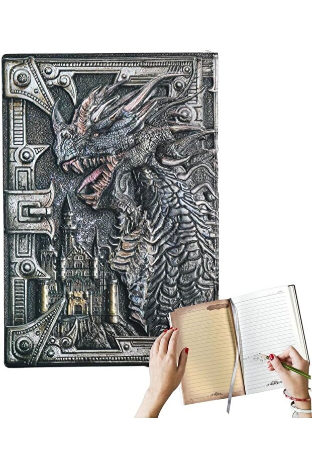 هدية دفتر جلدي ثلاثي الأبعاد منقوش عليه تنين - 3