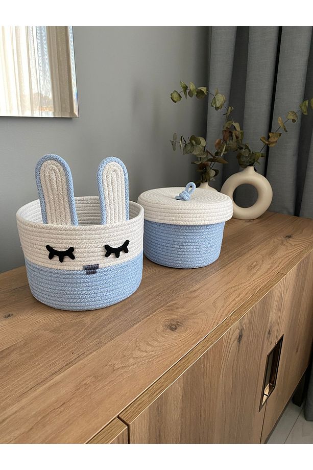 2'li Tavşan Set,jüt,saklama Kutusu,jüt Sepet - 1