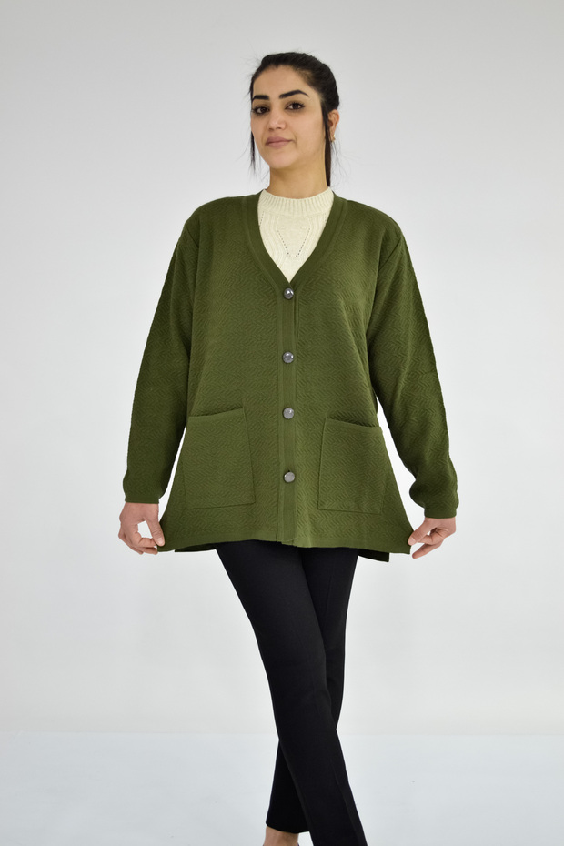 V Yaka Kısa Triko Hırka - 4