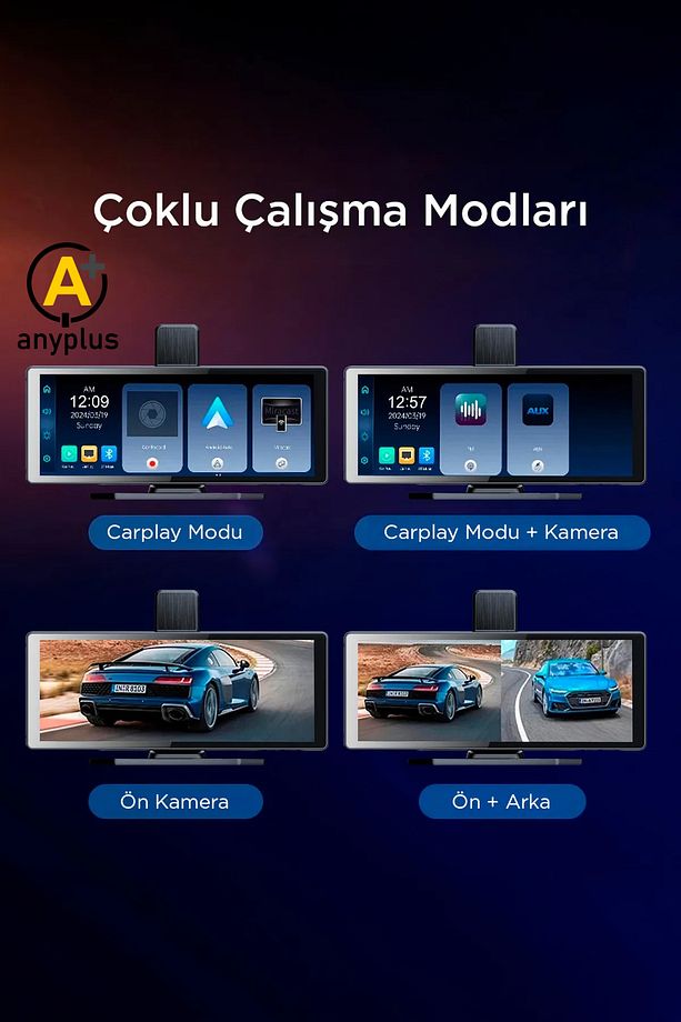 Carplay Apple Android Uyumlu 10.2 İnç Büyük Ekran Tak Çalıştır 4K Ön/Arka Çift Kameralı Araç Ekranı - 6