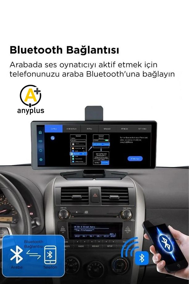 Carplay Apple Android Uyumlu 10.2 İnç Büyük Ekran Tak Çalıştır 4K Ön/Arka Çift Kameralı Araç Ekranı - 4