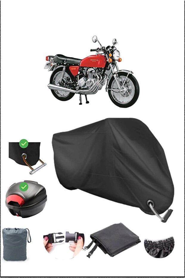 أسود HONDA CB 400 F قفل خلفي متوافق مع القماش المشمع المقاوم للماء (دراجة نارية)