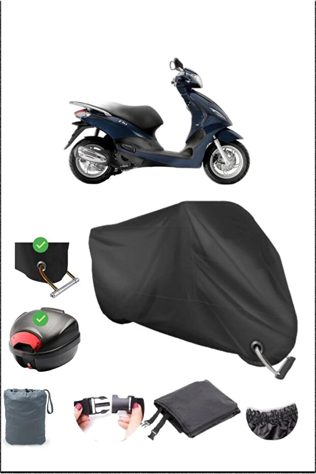 Black Piaggio Fly 125 3V Rear Bag Lock Compatible Waterproof Canvas (Motorcycle)