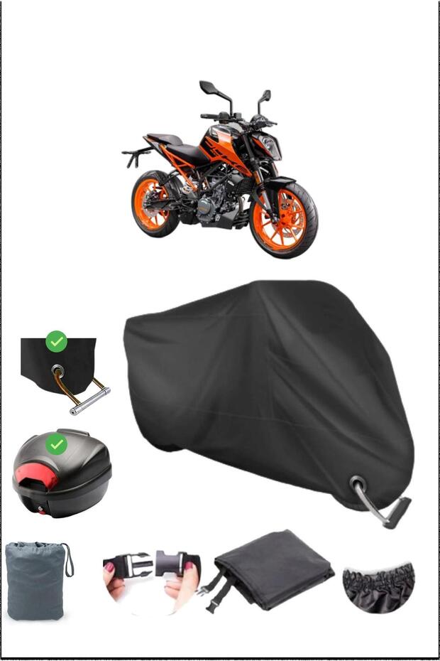 أسود KTM 200 DUKE حقيبة خلفية بقفل متوافق مع القماش المشمع المقاوم للماء (دراجة نارية)
