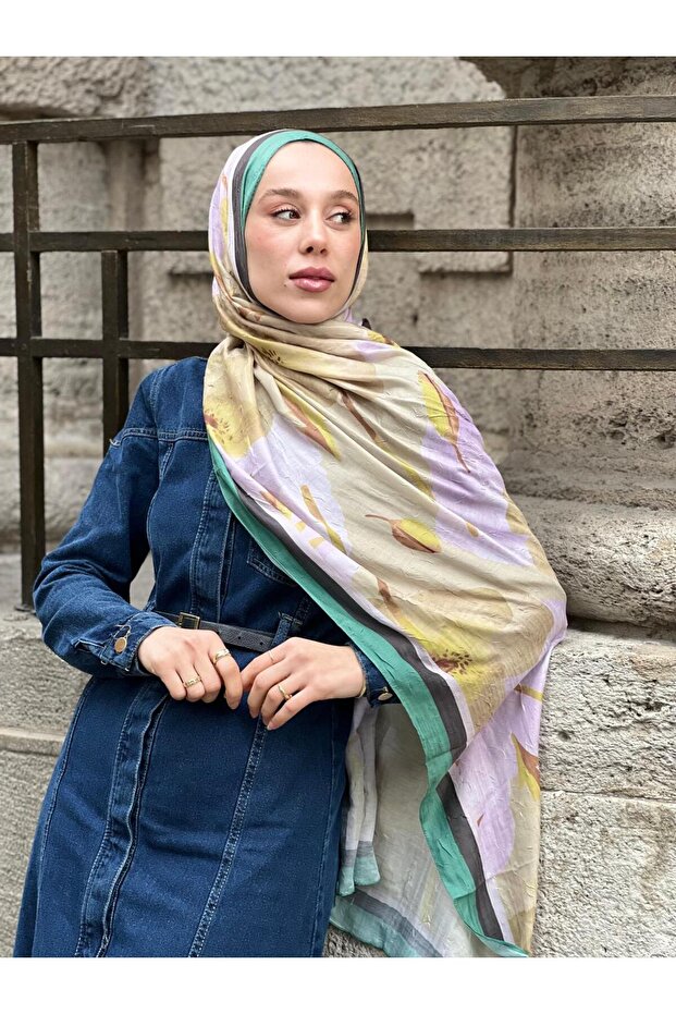 Gelincik Desen Bambu Şal - 1