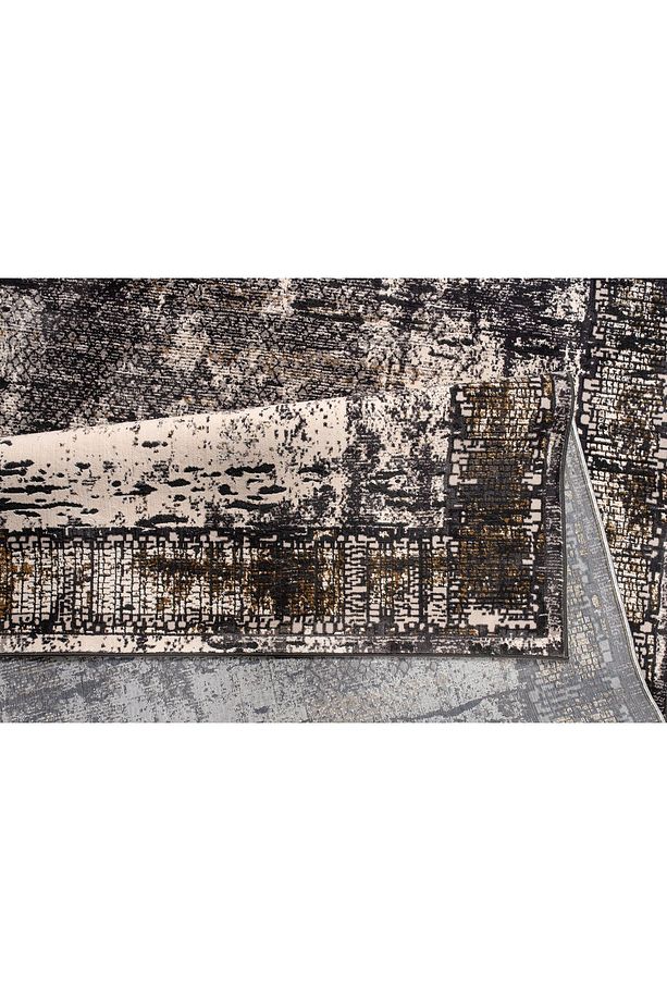 Modern Desenli  Yumuşak Tuşeli  Antrasit Vizon Salon Oturma Odası Halısı - 3